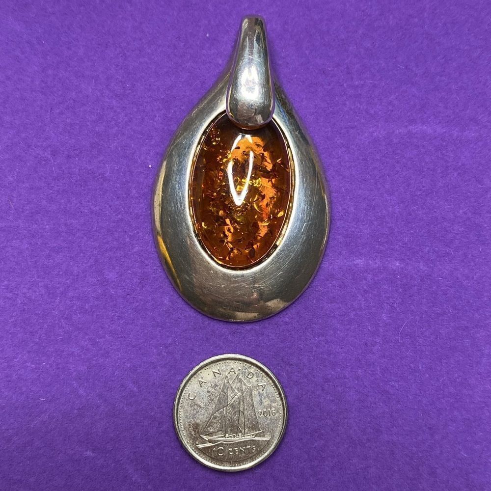 💛 Classic 925 Baltic Amber Pendant - Picture 2 of 5